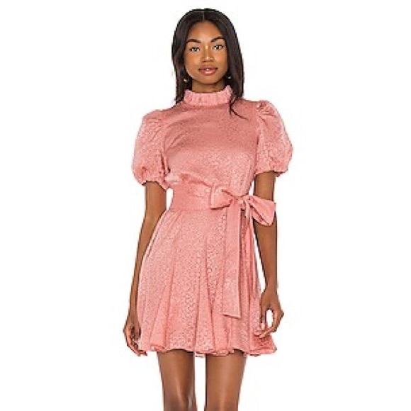 Alice + Olivia Mina Puff Sleeve Ruffle Mini Dress with Bow - Picture 2 of 13